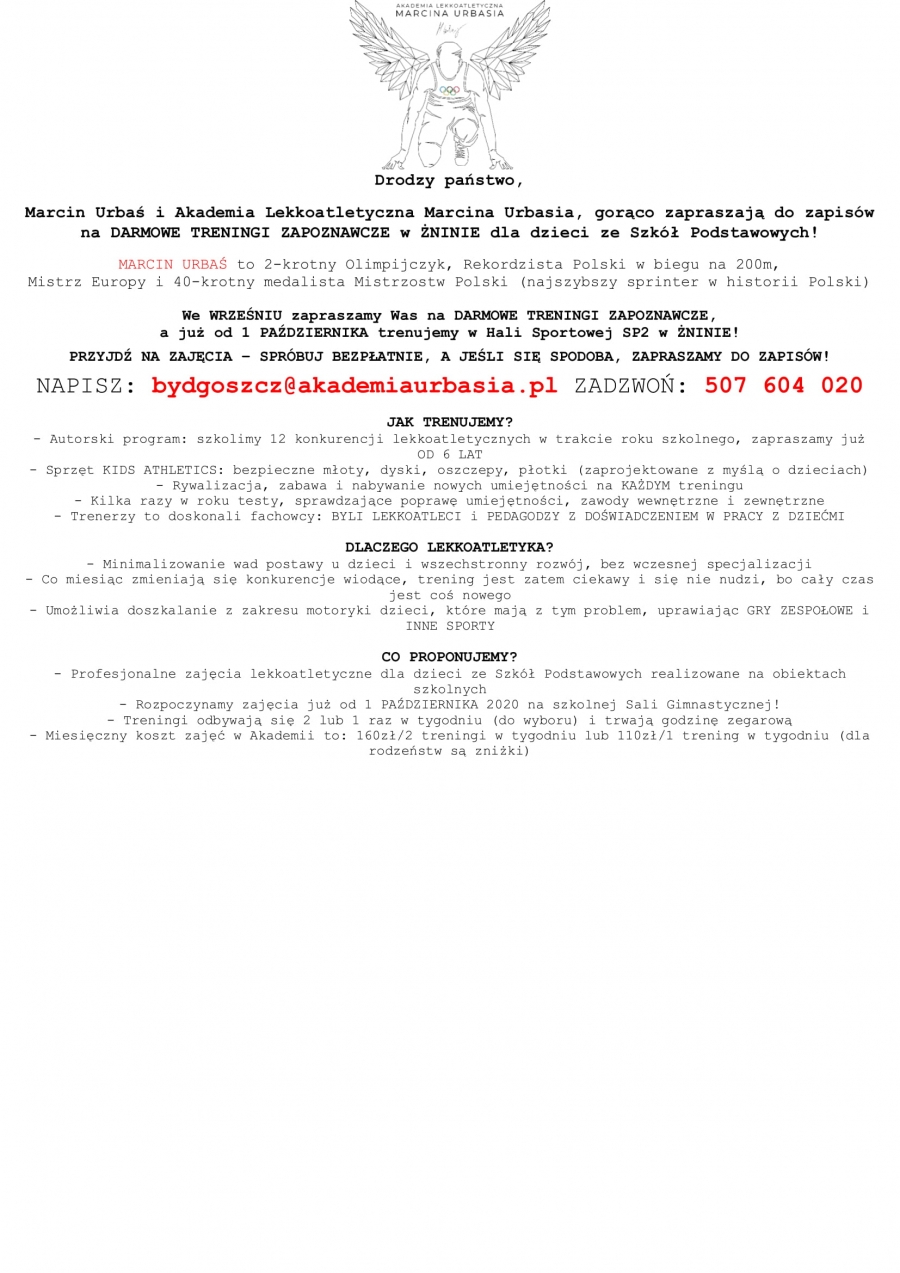 Zaproszenie dla rodzic&oacute;w z SP 2 Żnin