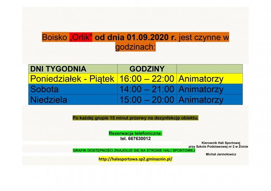 Nowe godziny funkcjonowania Orlika
