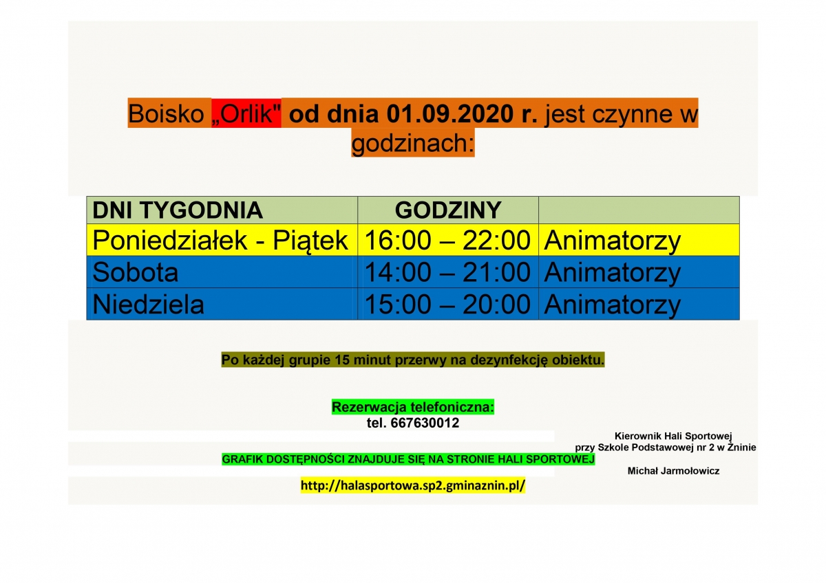 Nowe godziny funkcjonowania Orlika