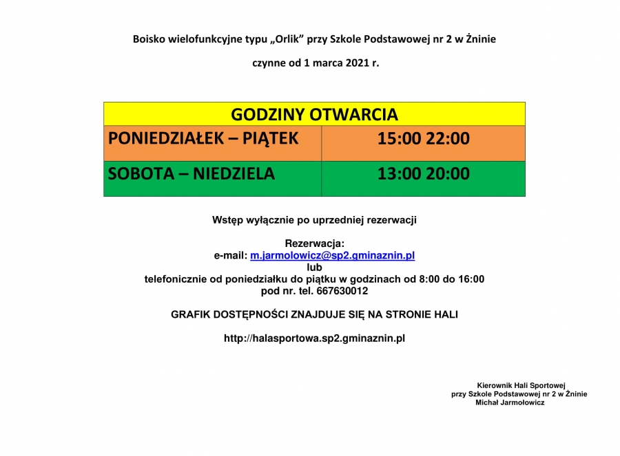 ORLIK OTWARTY OD 1 MARCA 2021