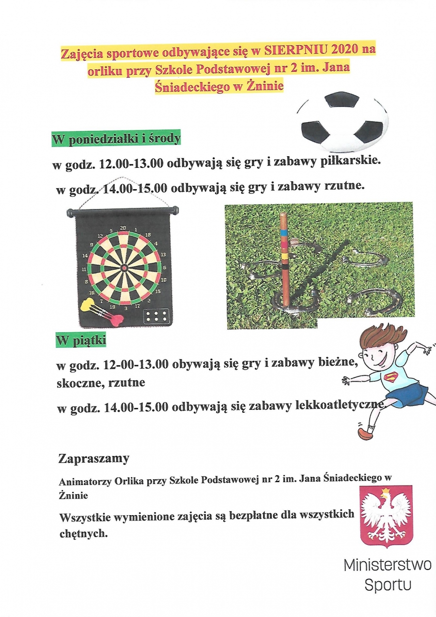 Zajęcia sportowe w sierpniu