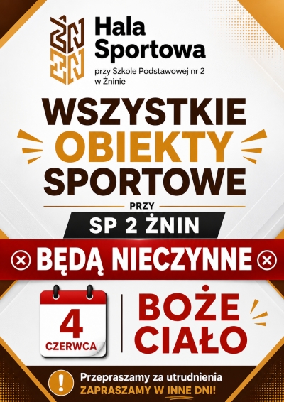 Święto Boże Ciało - obiekty nieczynne