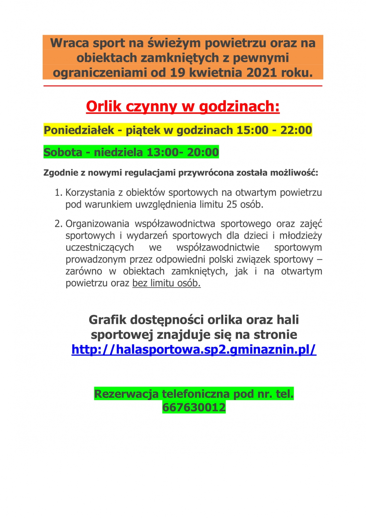 ORLIK OTWARTY OD 19 KWIETNIA 2021